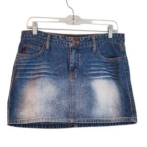 Vintage Mudd Low Rise Denim Skirt Womens M Blue Micro Mini Distressed Y2K‎ 90s